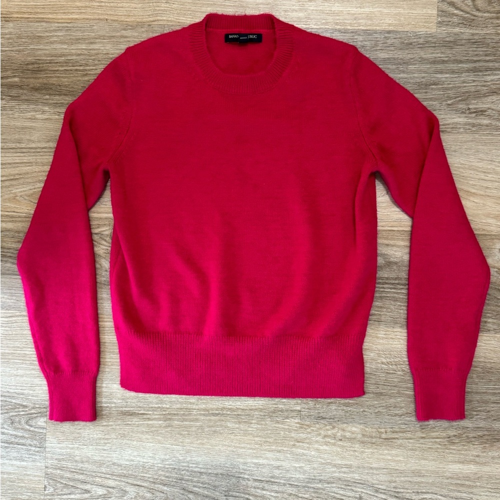 Banana Republic Womens Italian Merino Blend Crew Neck Pink Small Sweatshirt